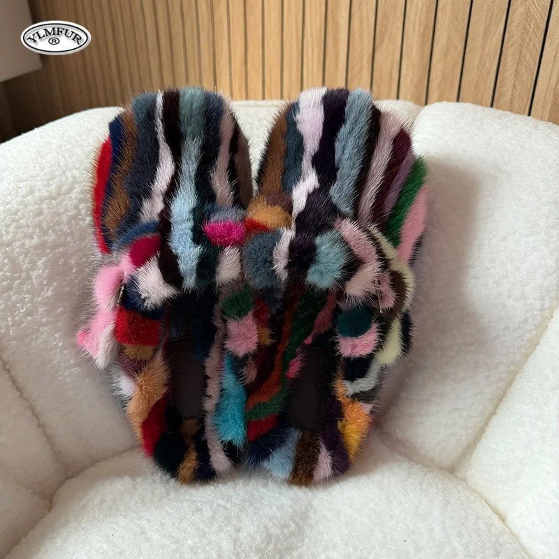 

New Girl Luxury Mink Fur Slippers Women's Sandals Summer 2026 Womns Shoes Flats Furry Fur Flip Flops Women Plush Fur Slides