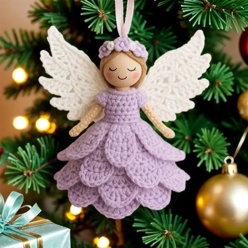 Kit diy de crochê anjo ornamento kit fácil starter artesanato pendurado ornamentos crochê boneca ornamento criar seu próprio kit de artesanato de crochê