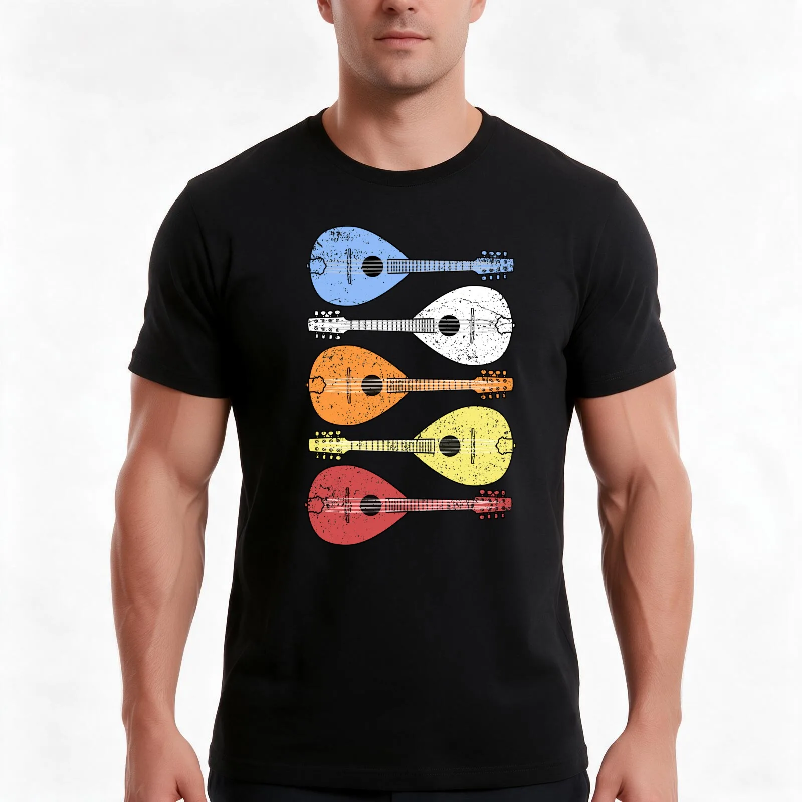 Vintage Mandolin Shirt Retro Country Music Bluegrass Mandolin T-Shirt Summer Casual Cotton Tee Oversized Streetwear Tops