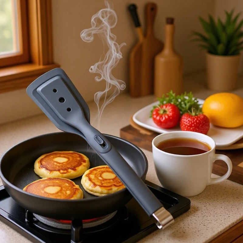 Silicone Tongs Turner Spatula 2 in 1 Locking for Non Stick Pan Steak Fish BBQ Cooking Tool Use Kitchen Home Grill Outdoor Serve