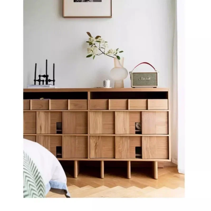 Japanese-style six-bucket light luxury cherry wood storage five-bucket side cabinet, multi-functional