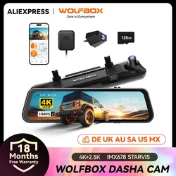 WOLFBOX G900 PRO Dash Cam 4K + 2.5K Carro DVR Controle de Voz 5GHZ WI-FI e GPS Gravador de Vídeo Câmera Frontal e Traseira