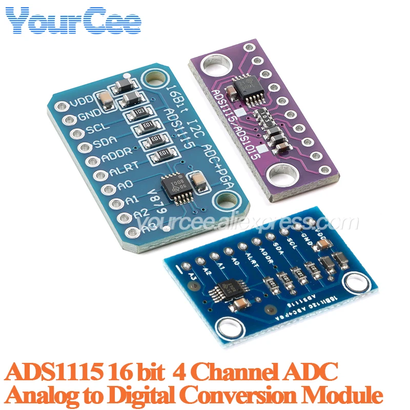 5pcs/1pc ADS1115 ADC Ultra-Compact ADC Converter Module Development Board I2C 4 Channel 16-Precision Conversion Module