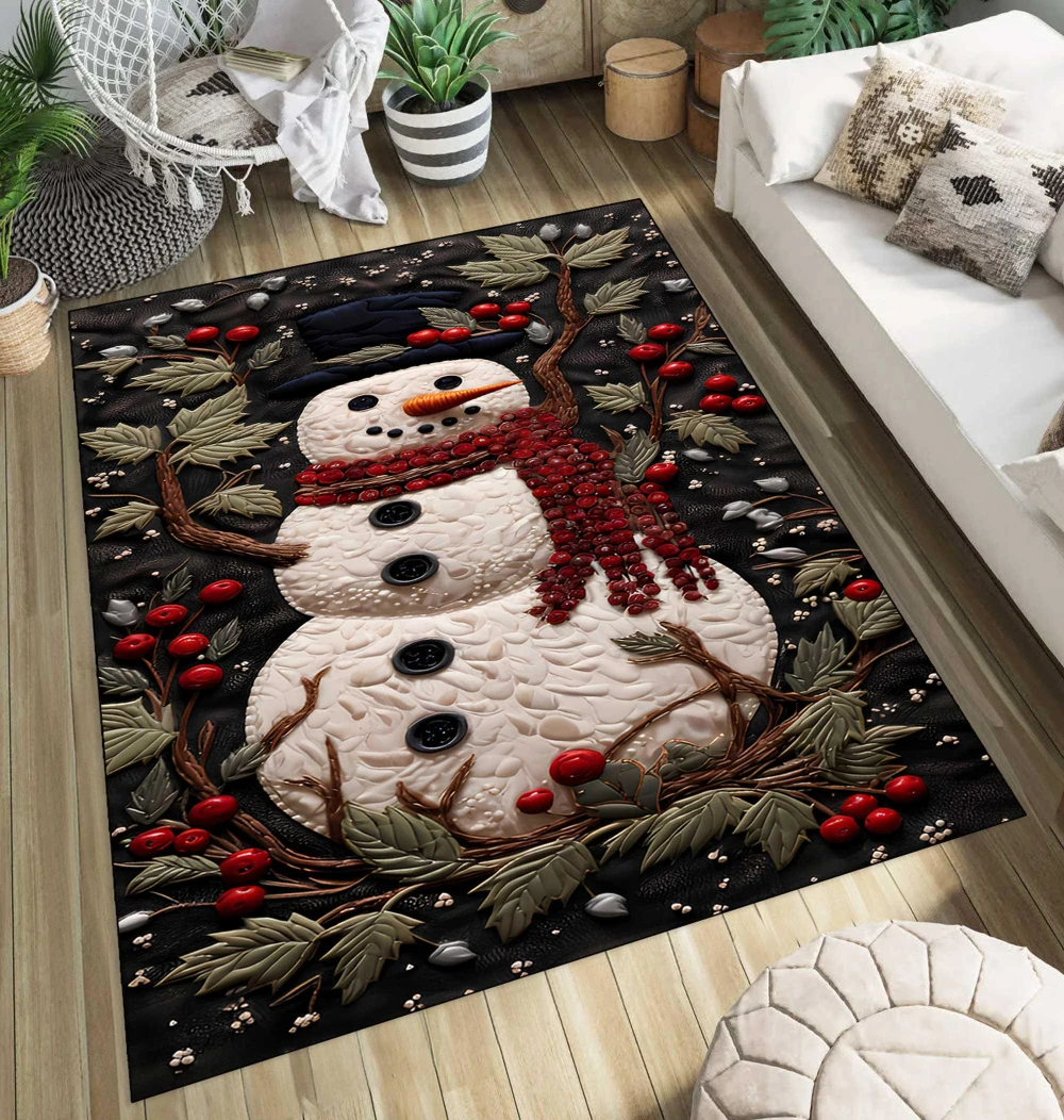Cute Snowman Carpet Bedroom Soft Large Area Rug Living Room Elegant Blanket Dining Room House Home Entrance Decor Mats