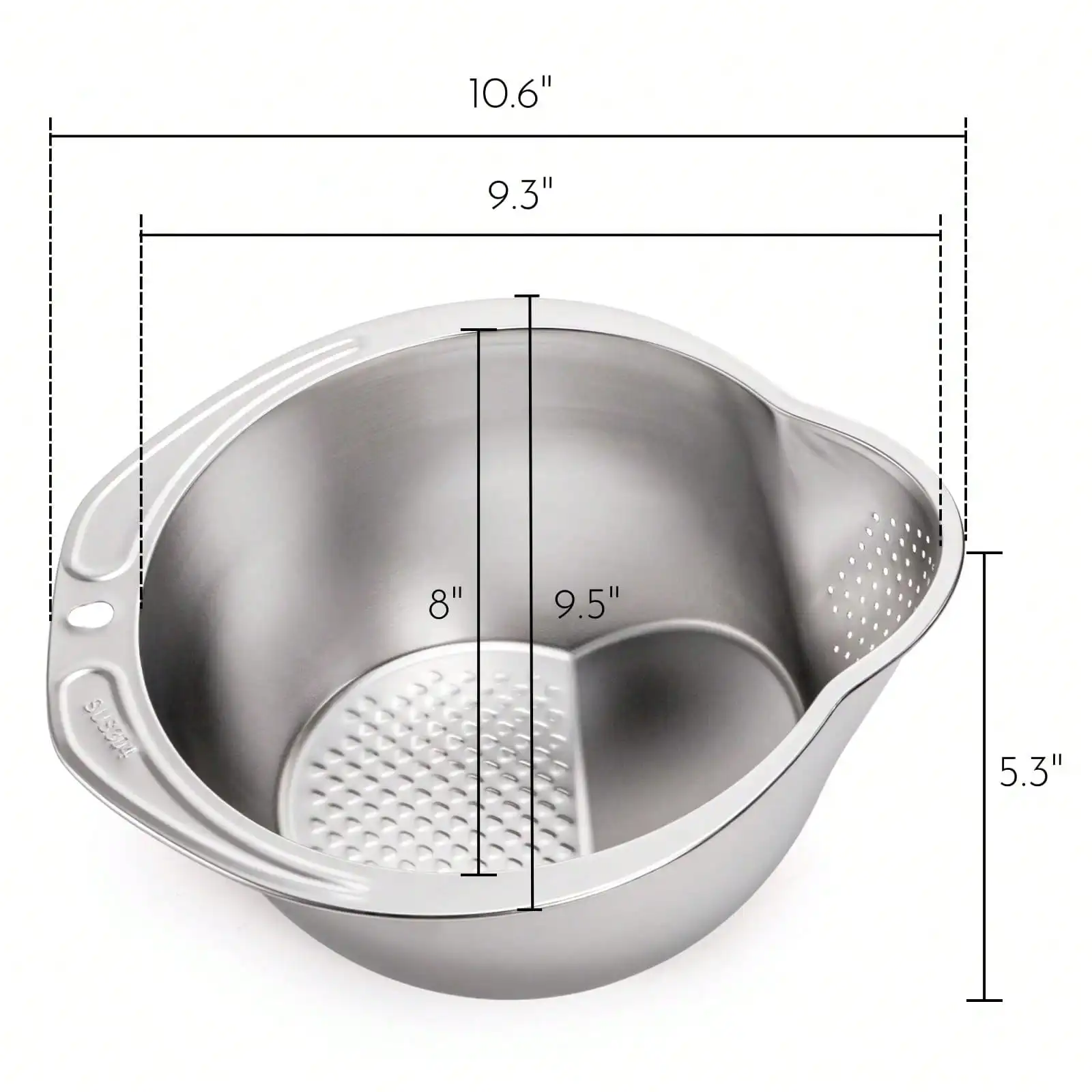 Rice Washer Strainer Bowl Stainless Steel Colander With Side Drainer | Ideal For Soaking, Washing, Cleaning, And Rinsing Rice, Fruits, Vegetables & Beans, Versatile Kitchen Tool