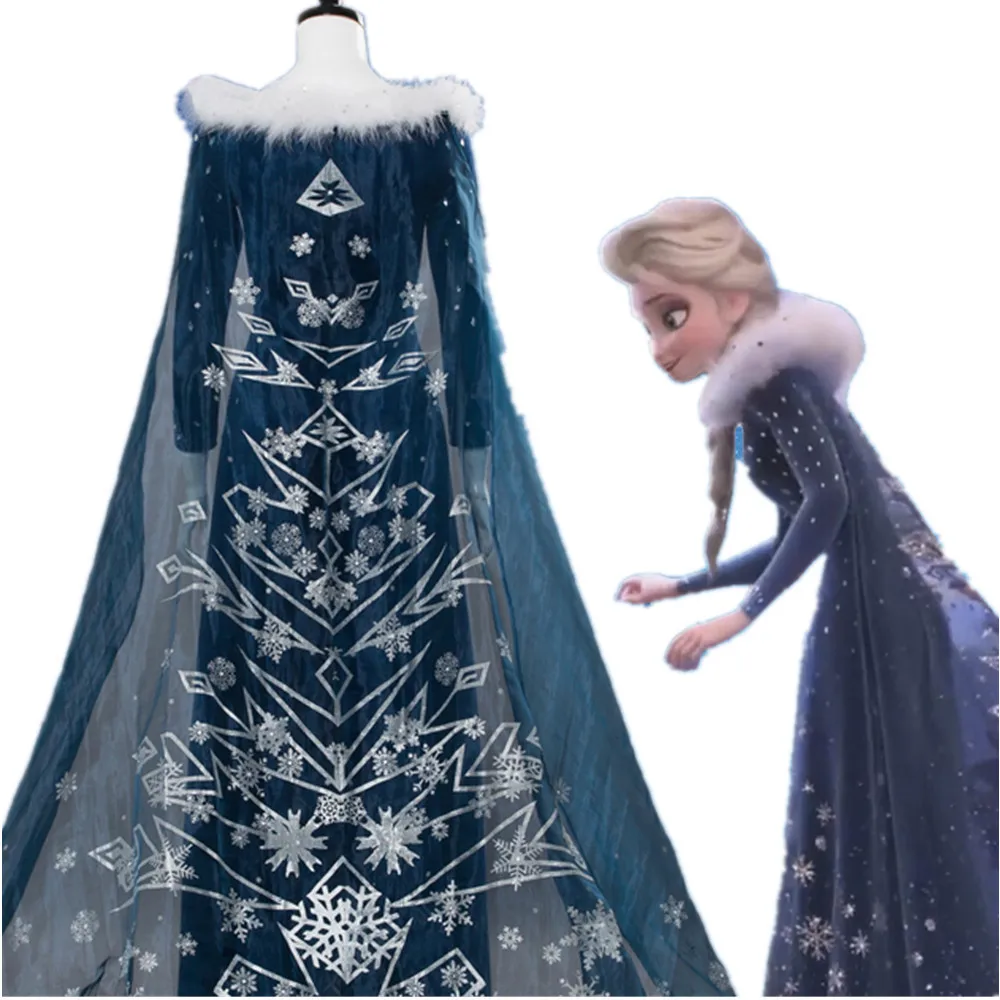 Schneestil Prinzessinnenkleid-Set 2025 Neues Pailletten-Umhang Cosplay-Kostüm für Halloween-Party