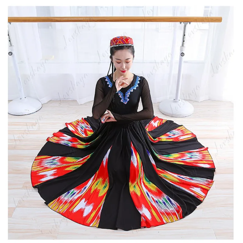 Xinjiang dance performance costumes female minority Uyghur performance art test practice skirt set large swing skirt skirt