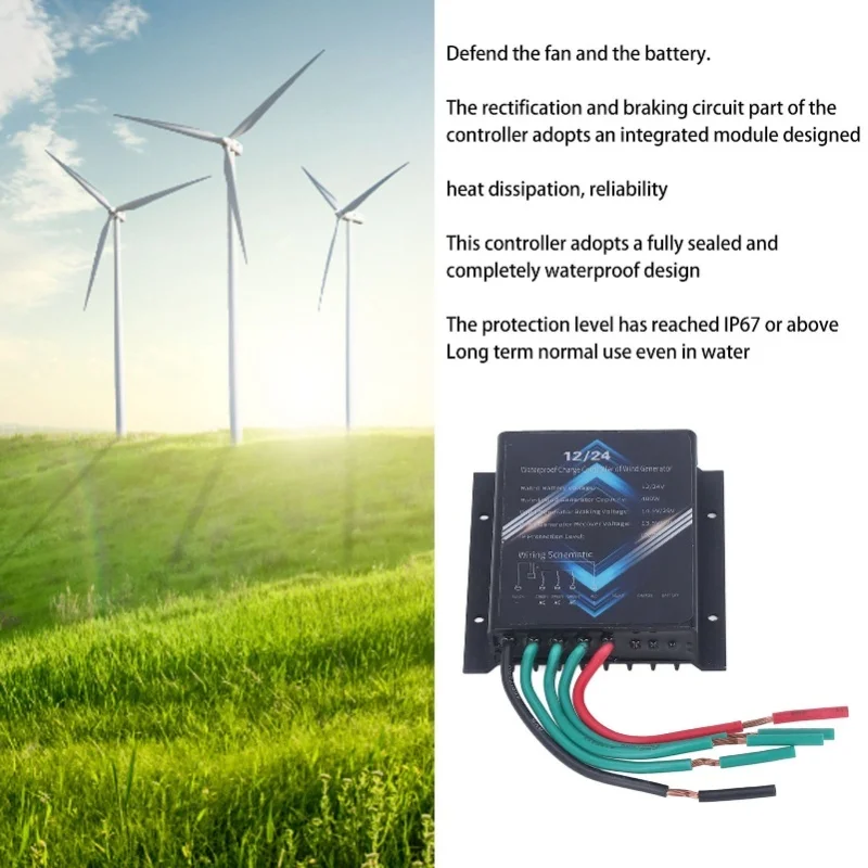 Wind Generator Controller Aluminum Alloy Waterproof Wind Turbine Controller 400W 12V 24V