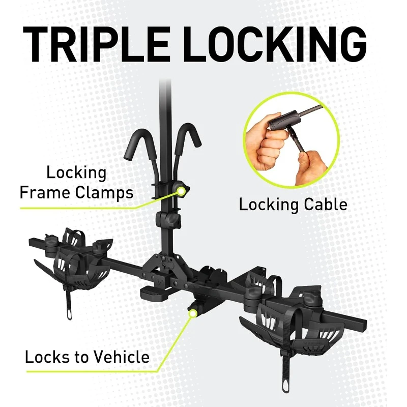 Bike Hitch Rack Rack Fits Fat Tire Mountain Bike Standard Bicycles  65lbs Per Bike Tilt Down/Fold Up Platform  Locking Tow Mount