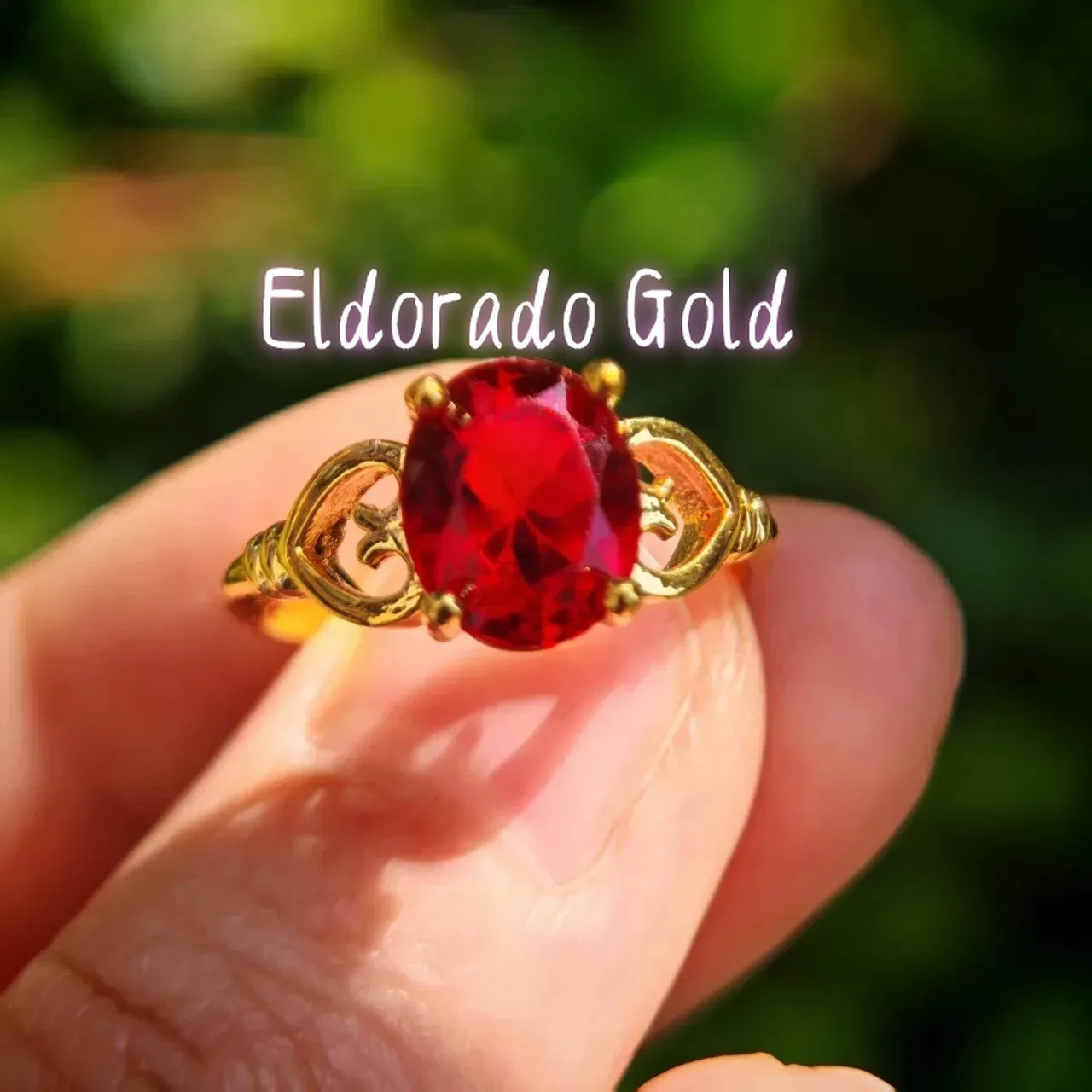 

Eldorado Gold Eldorado Eldorado 9999 Pure Gold 24k Real Gold Ring, Natural Red, Blue, Green Crystal Inlaid With Adjustable Open