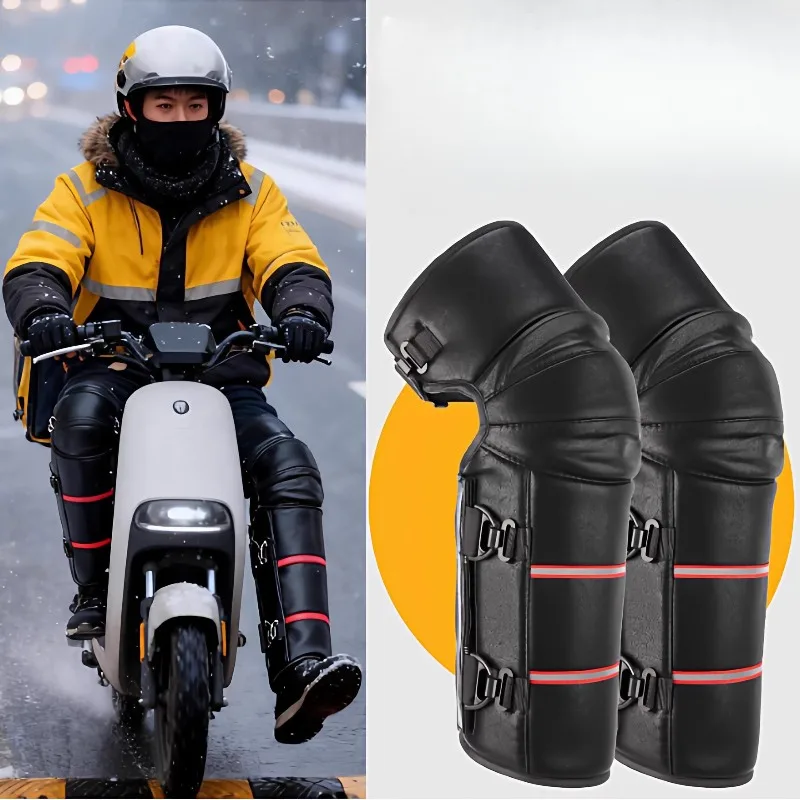 Electric Vehicle Knee Pads Piled and Thickened PU Leather Warm and Windproof in Winter Special Leg Pads for Riders Cold-proof