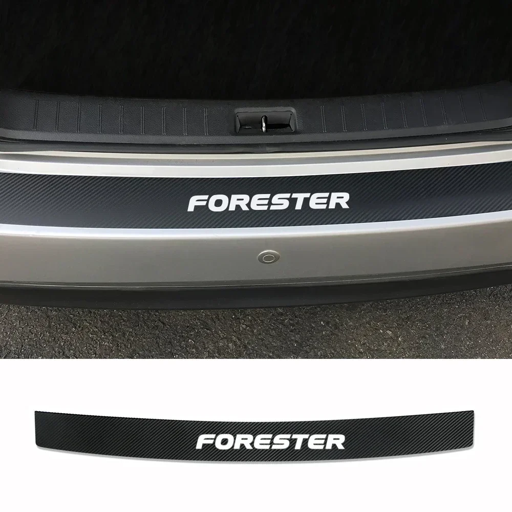 

For Subaru Forester Car Trunk Rear Guard Plate Sticker 3D Carbon Fiber Auto Rear Bumper Decoration Decals Film Car Accessories