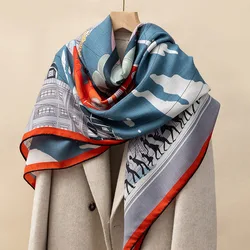 2024 Women Winter Wool Scarves Wraps Large Square Wool Shawl Cape Poncho 130x130CM