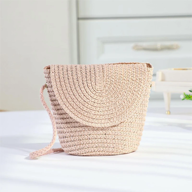 New Flip Style Change Mini Bag Fashionable Straw Woven One Shoulder Crossbody