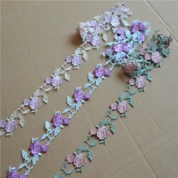 13Yards 3.5cm Width Shiny Purple Green Hollow Flower Venise Diy Venice Lace Clothing Accessories Of Various Garment,Bra.Skirt