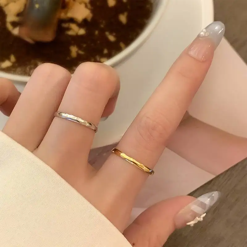 

Real 925 Sterling Silver Minimalist Smooth Personality Trendy Opening Ring for Charm Women Classic Fine Jewelry Accessories