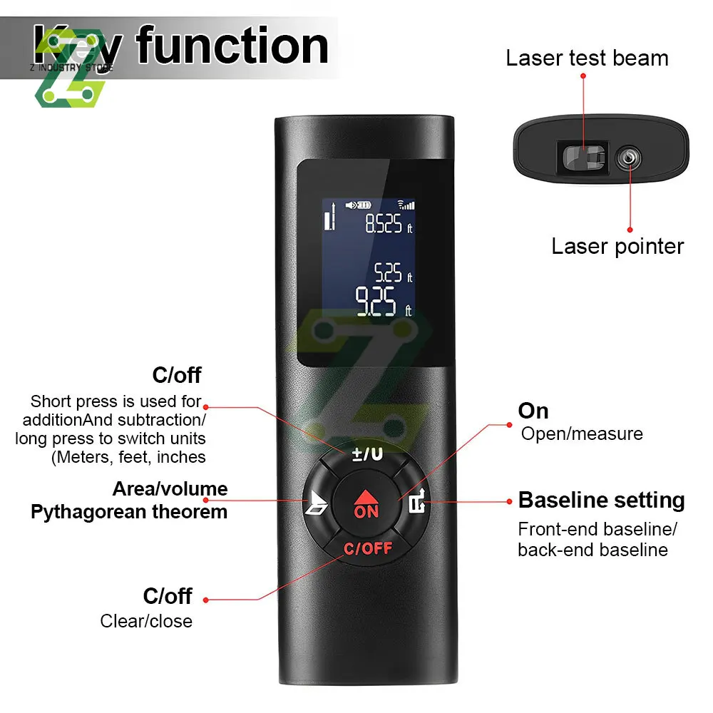 40/60M Mini Portable Laser Range Finder Distance Meter Intelligent Digital Laser Rangefinder Usb Charging With Backlight