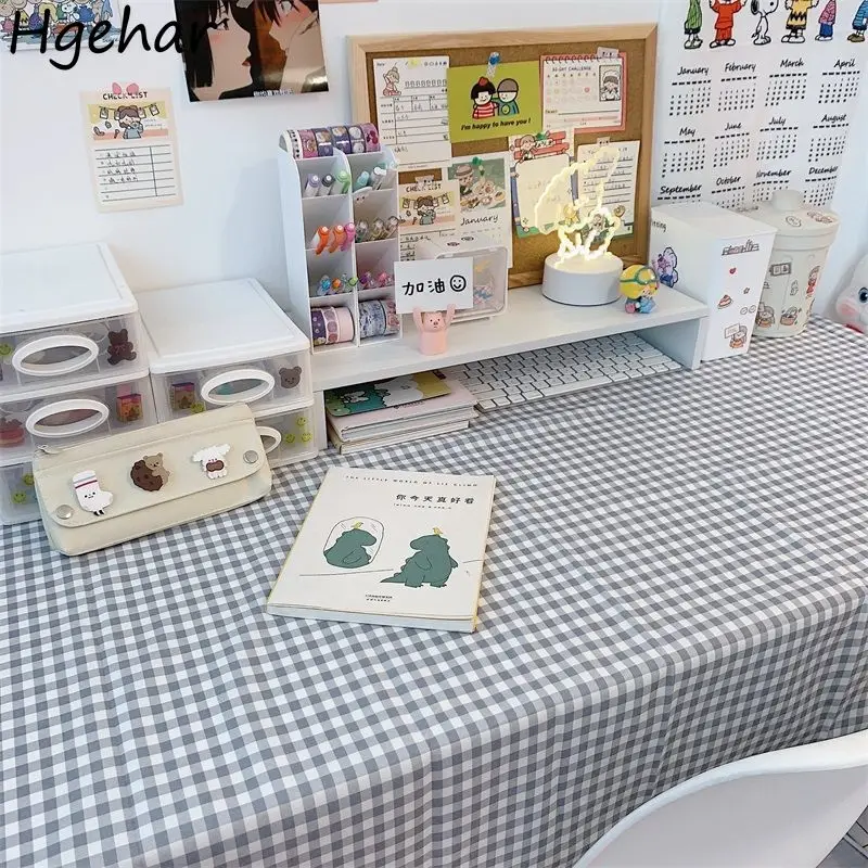 Dormitory Desk Cloth Students Plaid Tablecloth Simple Dust-proof Tables Protector Coffee Table Covers Household Mantel De Mesa