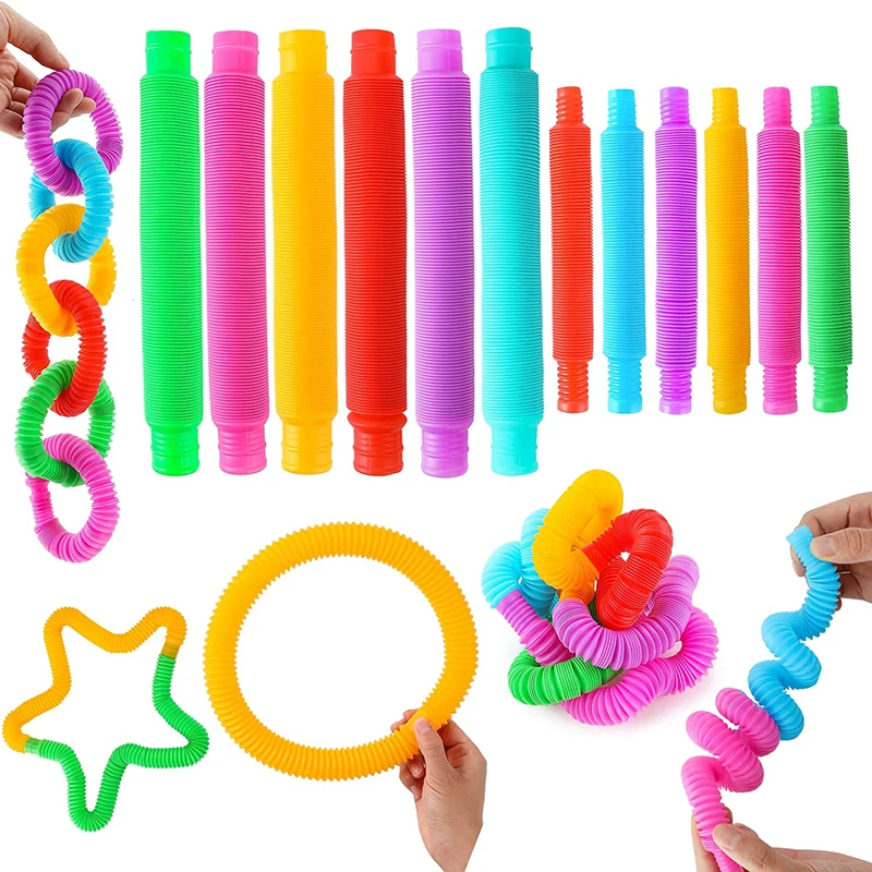 20/100PCS Random Colorful Plastic Pop Tube Coil Children' S Creative Circle Toys Early Educational Folding Toy Color