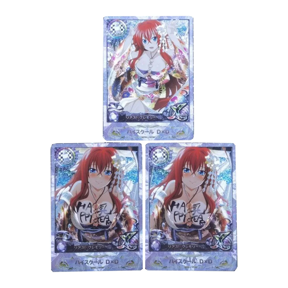 3Pcs/set Diy Self Made High School D D Rias Gremory Collection Card Coarse Flash Anime Cards Gift Toys