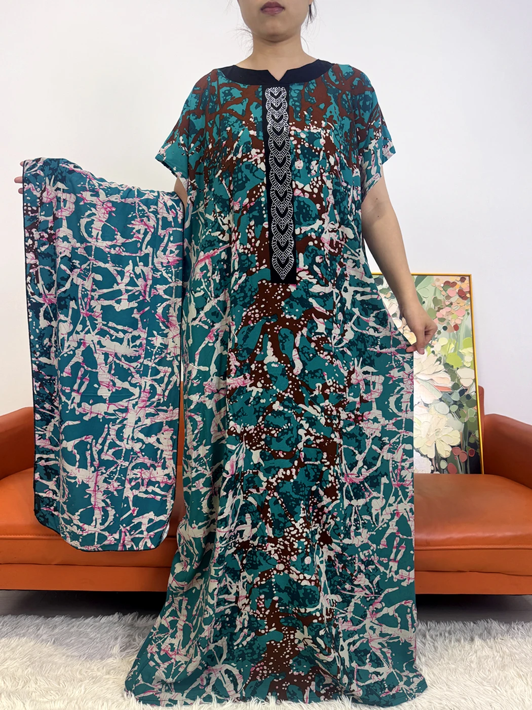 

Abayas For Women Dubai 2026 Floral Round Neck Loose African Dresses Women Kaftan Marocain Maxi Nigerian Robe Femme With Hijabs