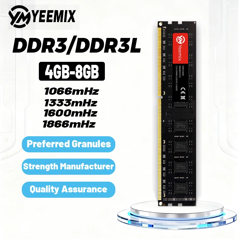 

YEEMIX DDR3/DDR3L Desktop Memoria Ram para PC from Micron、SEC、SKhynix random dispatch Intel AMD 4GB 8GB 1066 1333 1600 1866Mh