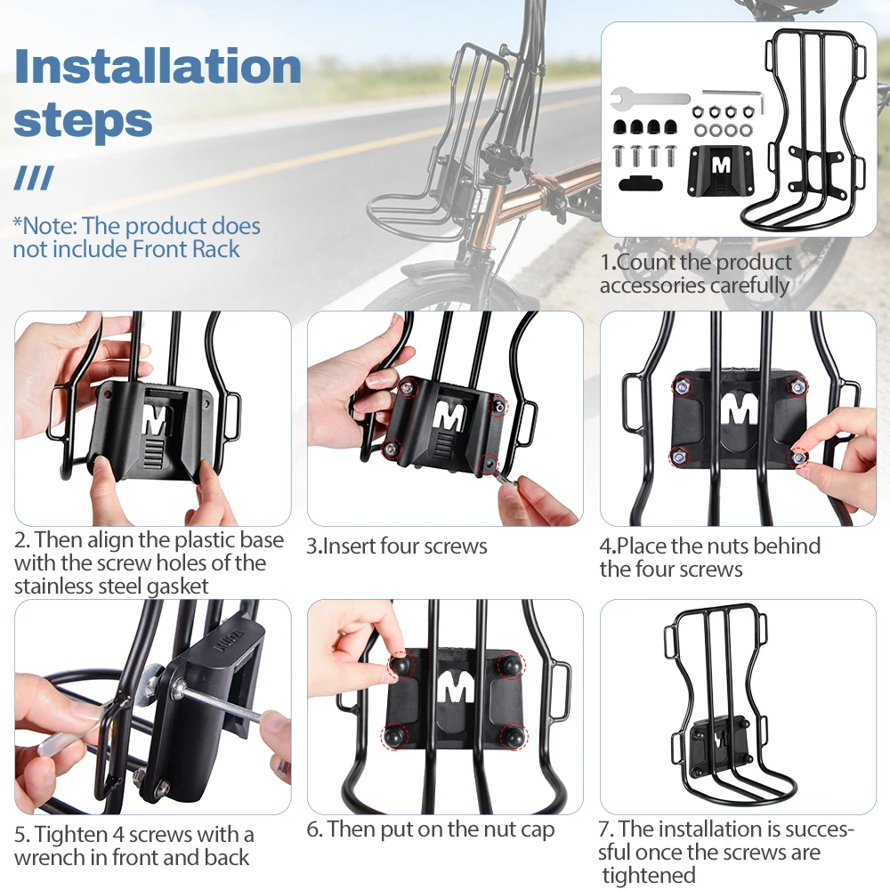 NEWBOLER Metall-Frontgepäckträger für Brompton Fahrrad, Leichter Vorderer Gepäckträger, Fahrrad-Zubehör – Detail 5