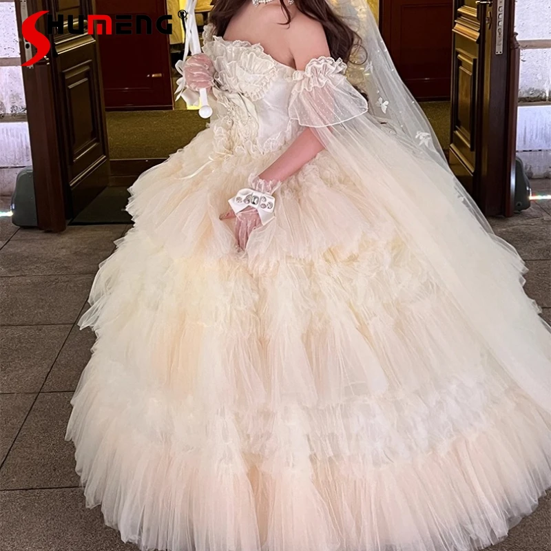 

Chic Design Adult Ceremony Evening Dress Pure White High-waisted Vestidos New Autumn Gentle Temperament Long Dresses Y2k Clothes