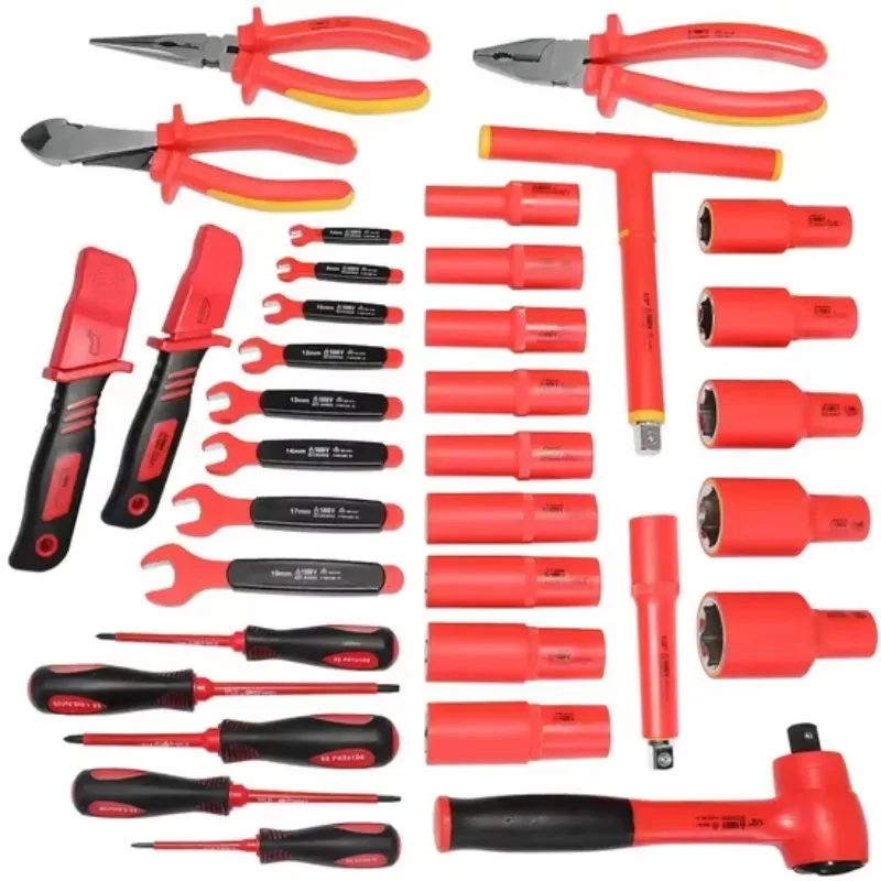 New Energy Automotive 1000V Insulated 36PCS Tool Set with T-Handle Ratchet Wrench Socket Plier Screwdriver for Universal Auto