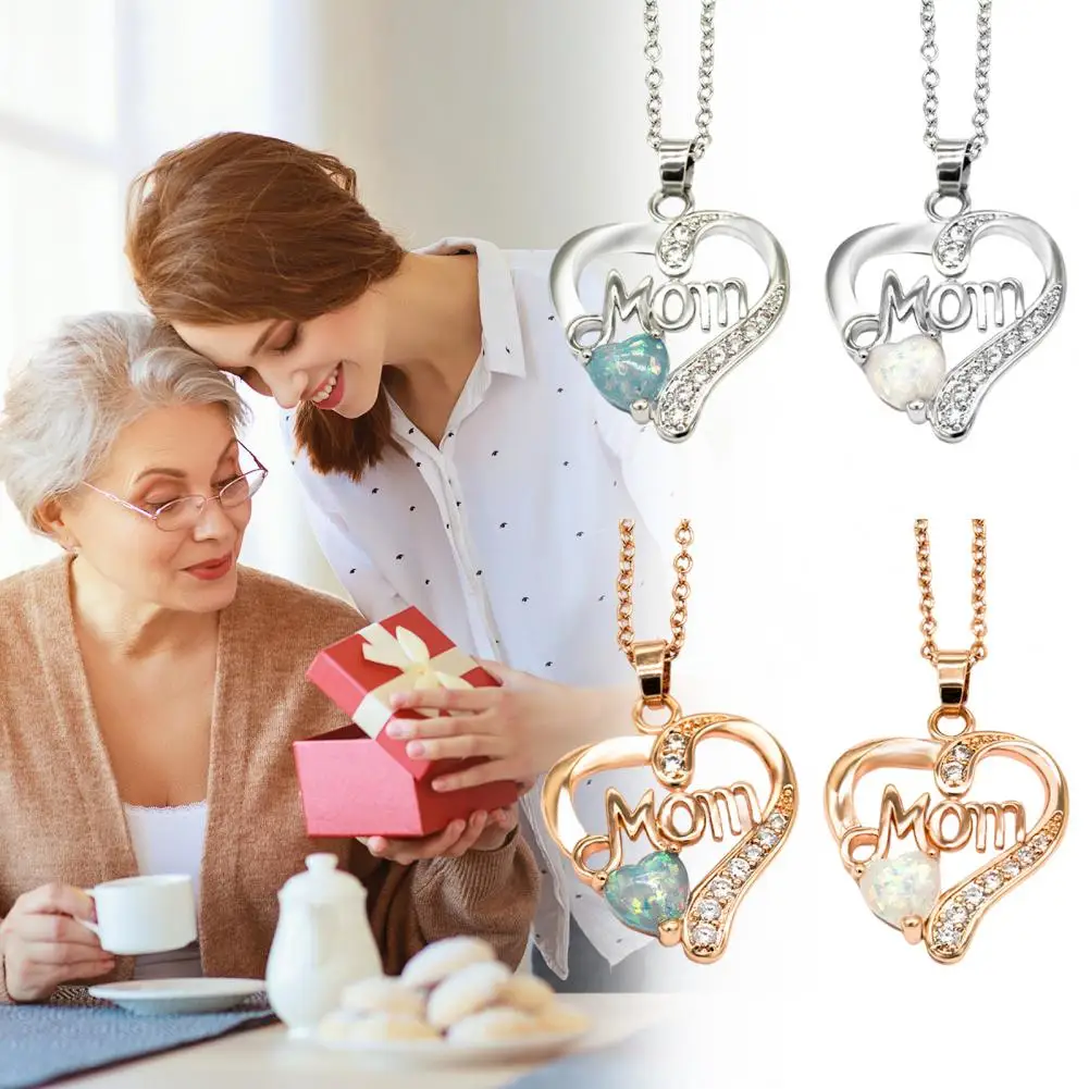 High-quality Necklace Elegant Cubic Zirconia Heart Necklace for Mom Mother's Day Gift Durable Attractive Jewelry for Women