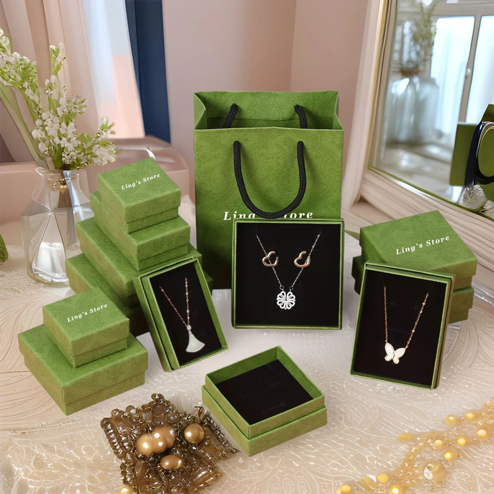 

50Pcs Luxury Jewelry Gift Packaging Paper Box Ring Earrings Necklace Pendant Studs Bracelet Organizer Case Can Personalized Logo