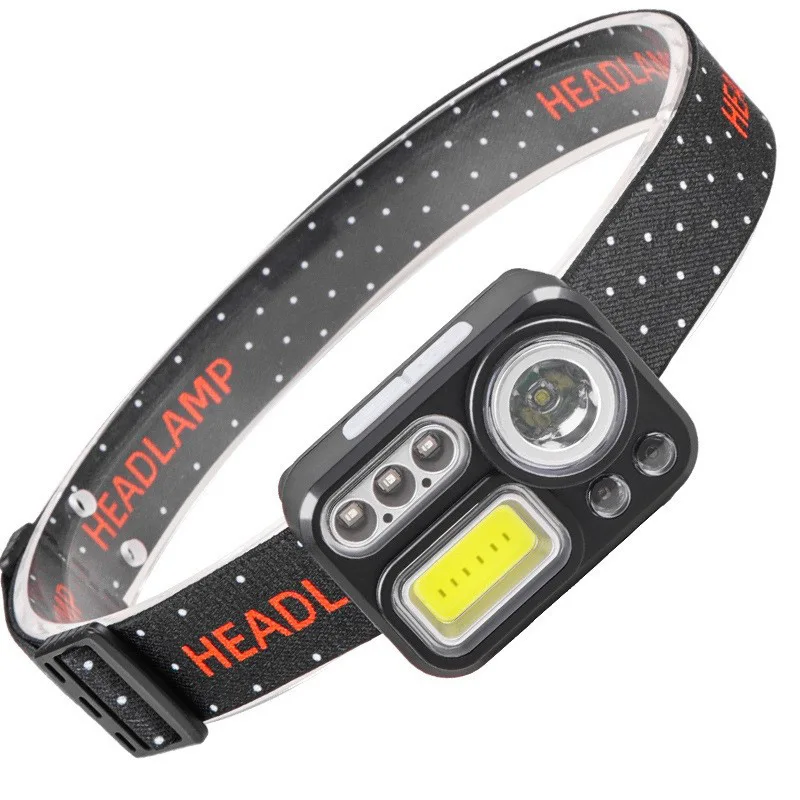 Super Bright XPE COB LED Headlight with Motion Sensor Induction Type C Rechargeable 4 Light Modes for Outdoor Cycling Riding