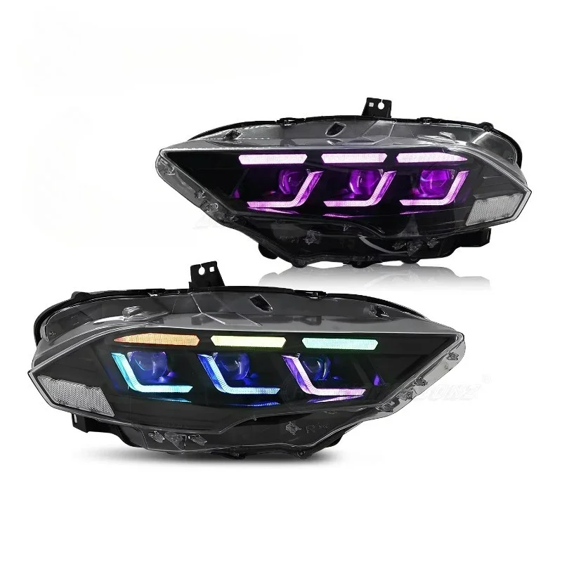 

LED Projector Headlights for Ford Mustang RGB Day Running Light Animation 2018-2023 Front Lamps Assembly