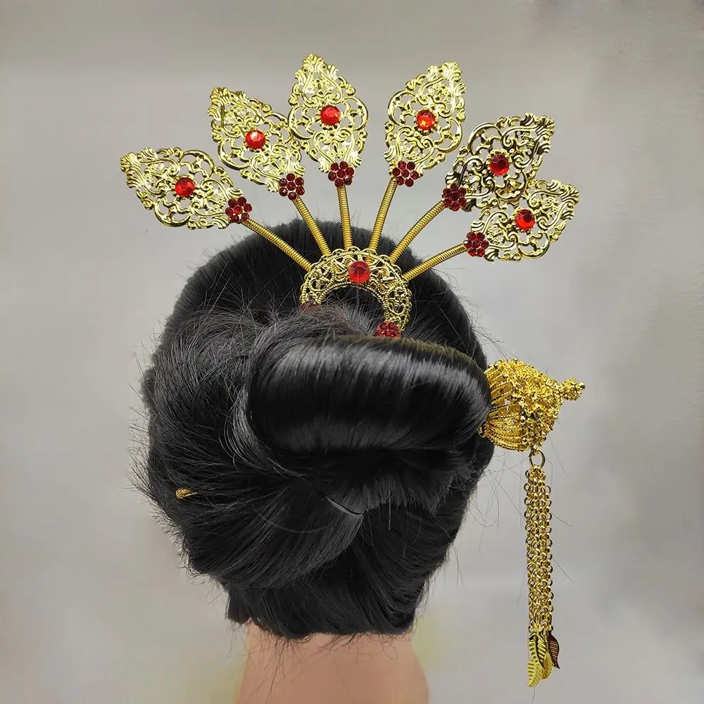 

Ancient Style Headwear Thai Headdress Leaf Ancient Hanfu Headwear Metal Hair Sticks Gold Feather U Shape Hairpin