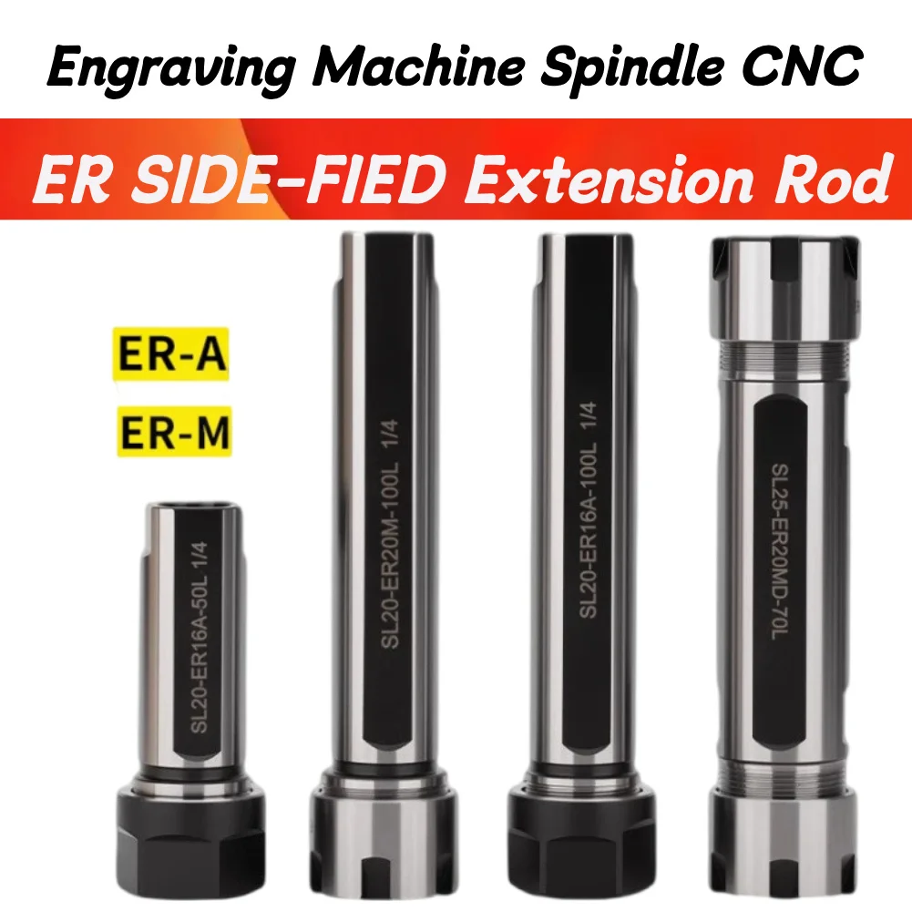 SL Headed Collet Chuck Holder for ER11 ER16 ER20 ER25 Collet 70L Extension Straight Shank SL12 SL16 SL20 SL25 SL25.4