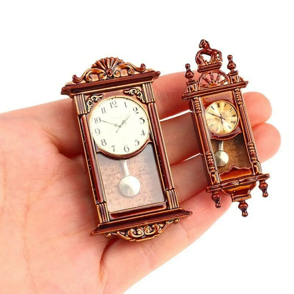 1pc 1:12 Dollhouse miniaturowy zegar ścienny Play Doll House Miniaturas akcesoria do dekoracji domu zabawka udawaj zagraj w zabawkowe meble
