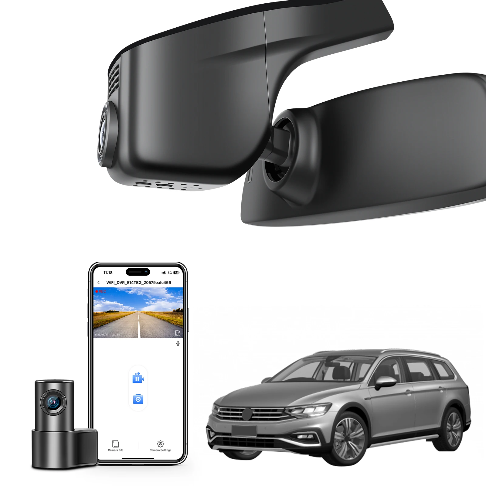 Mangoal 4K Dashcam voor VW Passat B8 Autocamera Recorder 2015-2024 (Model A/B) HD Nachtzicht WiFi APP GPS Dashcam