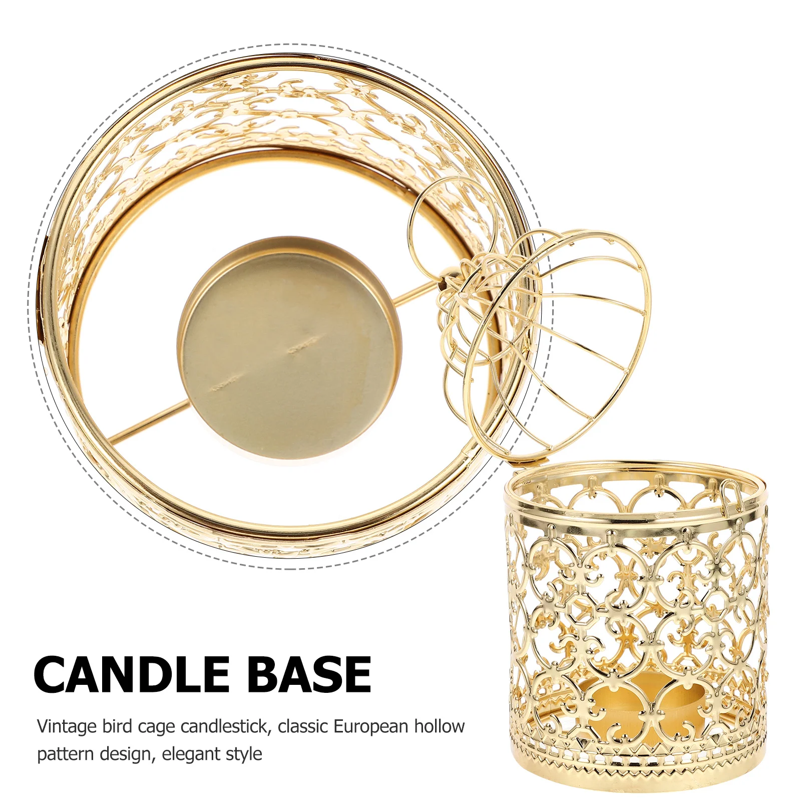 

2Pcs Gold Tealight Birdcage Holders Vintage European Style Metal Lanterns Decorative Home Desktop Party Lighting