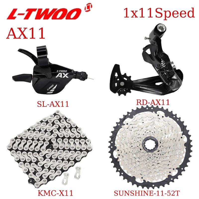 LTWOO AX11 1X11 Speed Transmission Kit Flywheel Chain Set SUNSHINE Cassette Flywheel 11-42/46/50/52T Silver+Black KMC-X11V Chain