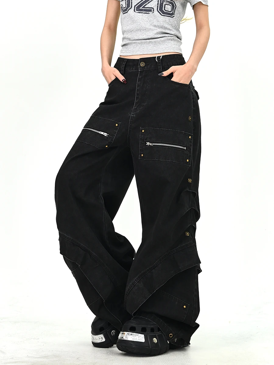 

Женские джинсы Heavy Du Deconstructed Multi ket, свободные, широкие, в стиле рабочей одежды, из денима, весна 2026, новые, с эффектом выцветания, с автомобильным принтом