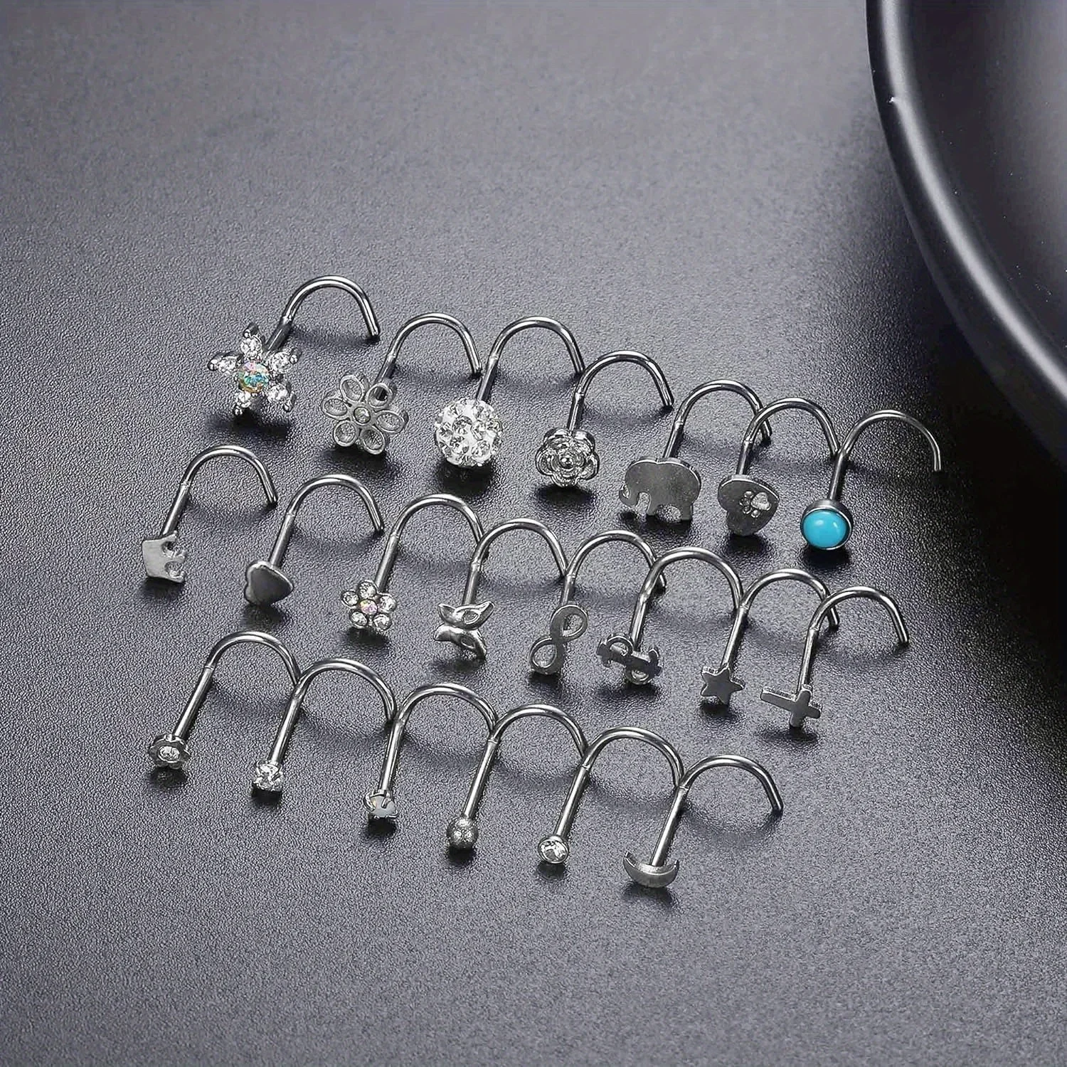 Bobisty 1PC Nose Rings Studs Stainless Steel Bone Screw Shaped Nose Piercing Jewelry for Women Basic Piercing Jewelry