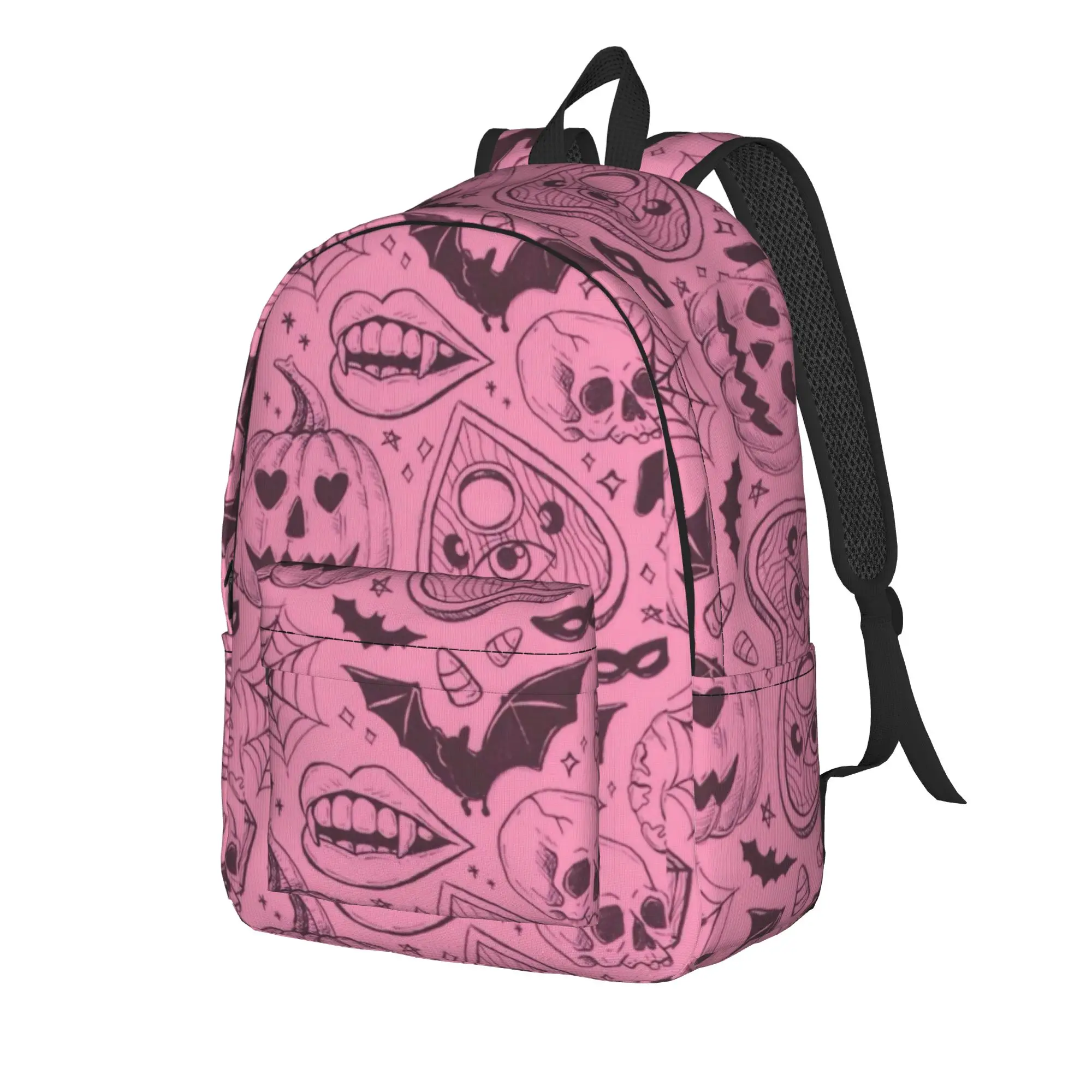 Halloween Gothic Casual Backpack with Pocket High School Hiking Travel Victorian Goth Daypack for Men Women College Canvas Bags