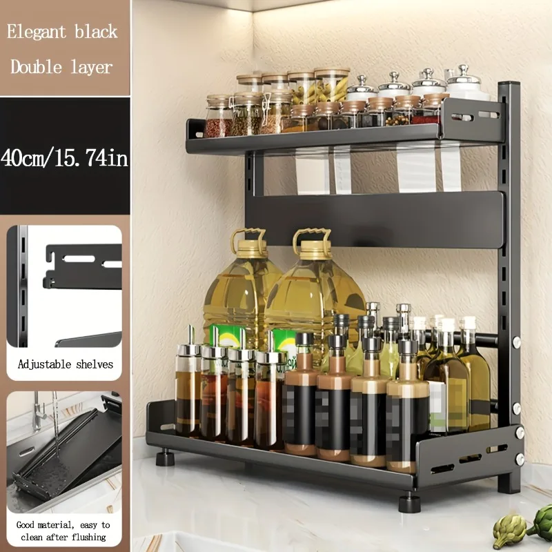 Multilayer Steel Spice Rack for Kitchen Countertop Functional Tiered Storage Shelf for Spice Organization Fits Home Kitchen Use