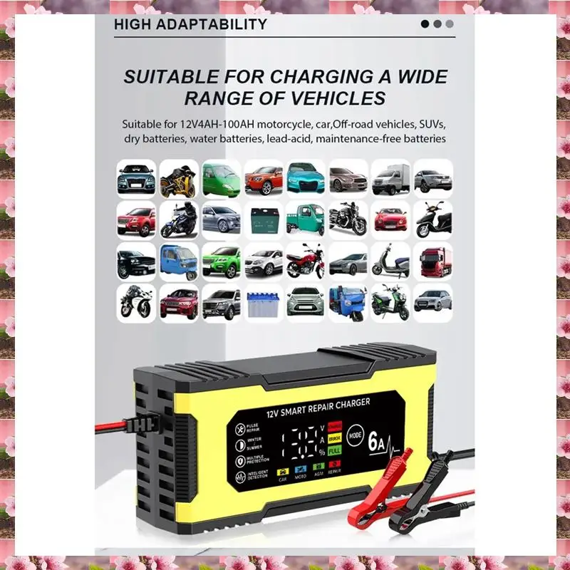 

2025 12V 6A Smart Repair Charger Pulse Repair LED Display Smart Fast Charge Lead-Acid Charger For Car Auto Motorcycle,12V 6A Sma