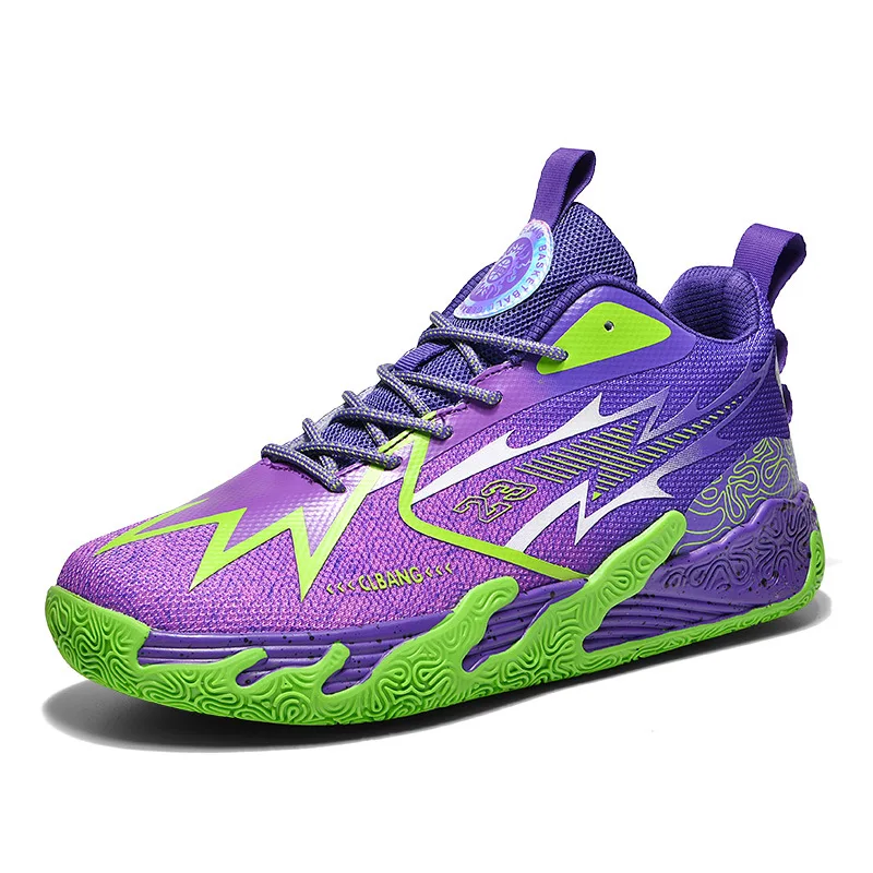 Lynjacye Mid Cut Professional Male Woman Basketball Training Shoe Purple Luxury Design Field Sport Sneakers