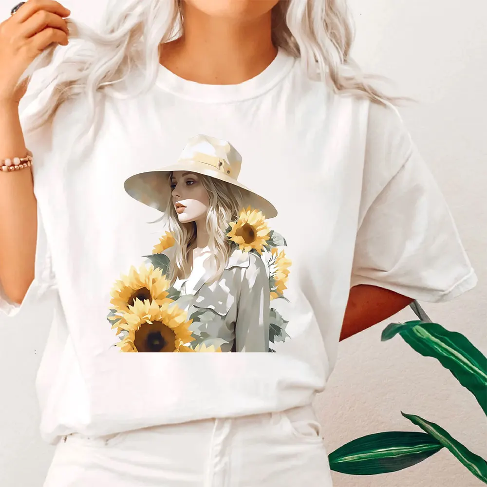 

New Women Tshirt Sunflower Girl Graphic Print 90s Tshirt Fashion Harajuku Shirt Summer Women'S T-Shirt 00s Girls Tshirt Tops