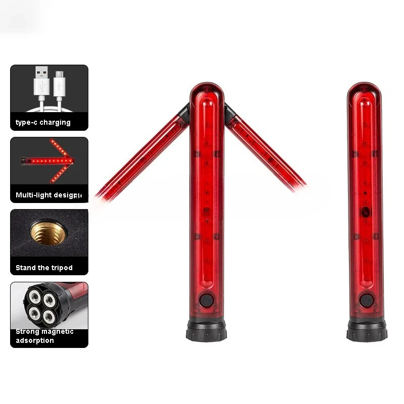 1PC Foldable Safety Arrow Bar Light Magnetic Stand Beacon Warning Signal SOS Lamps USB Flashlight LED Emergency Lighting 경광등 자석