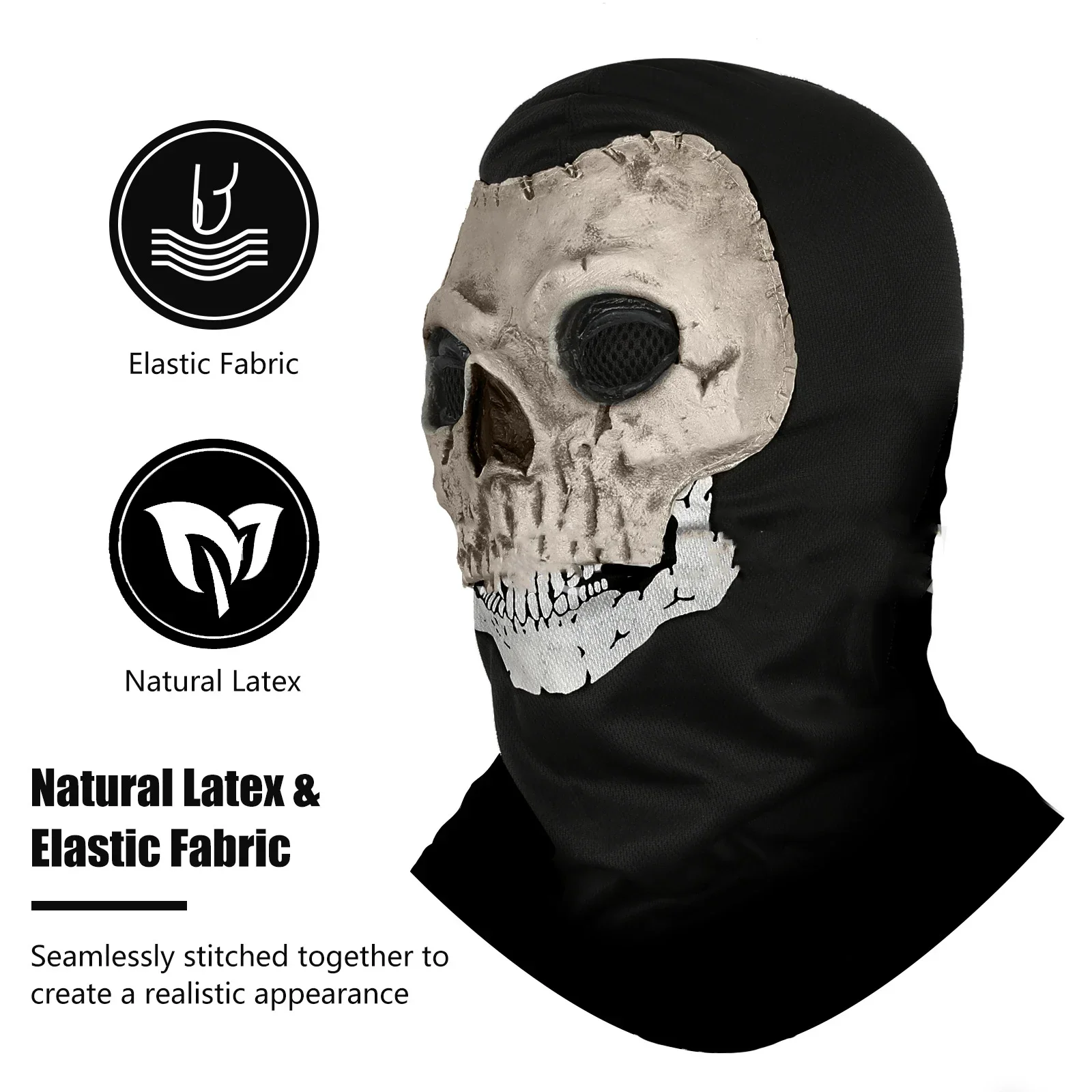 Call of Duty Ghost Skull Head Mask Latex Cod Skeleton Modern Warfare Scary Halloween Cosplay Props Toys for Teen Men Party Decor