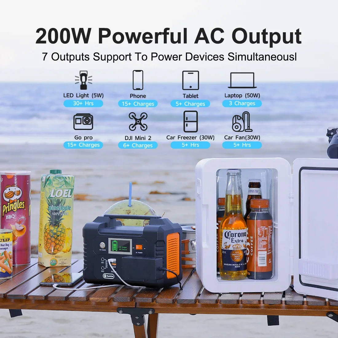 FF Flashfish 200W Draagbare Powerstation Met Zonnepaneel 60W, 151Wh Zonne-energiegenerator 230V AC/DC Voeding Buiten zonne-energiegenerator - Afbeelding 2