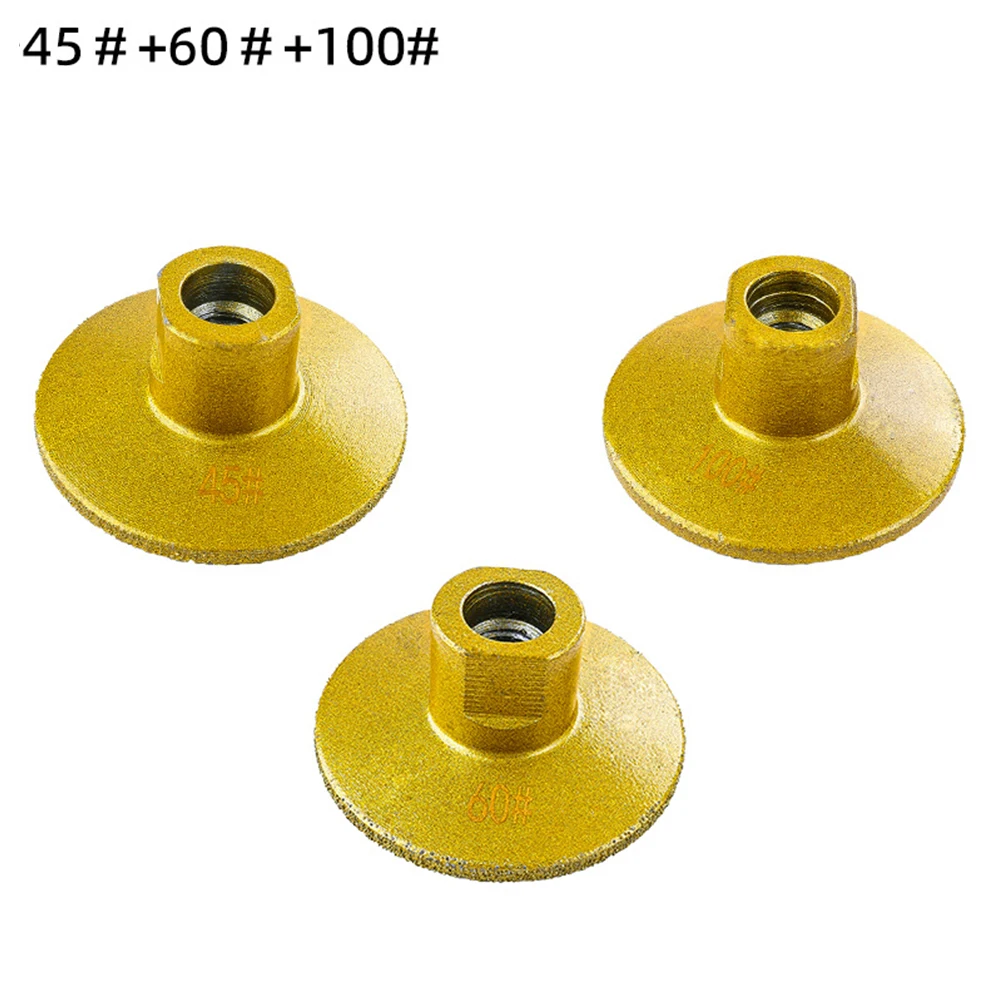 2inch 5CM 45/60/100# Carborundum+Metal Brazing Edge Brazed Flat Grinding Head Profile Grinding Wheel For Marble M10 Thread